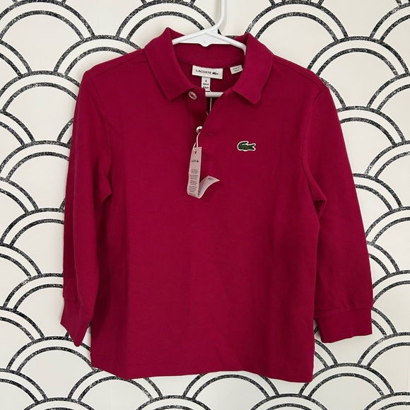 Lacoste Other - Lacoste Long Sleeve Magenta Polo Shirt Size 4